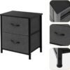 AZL1 Life Concept Storage Dresser End/Side Table Night Stand Furniture Unit - Small Standing Organizer for Bedroom, Office, and Closet - 2 Drawer Removable Fabric Bins - Dark Grey - Image 6