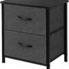 AZL1 Life Concept Storage Dresser End/Side Table Night Stand Furniture Unit - Small Standing Organizer for Bedroom, Office, and Closet - 2 Drawer Removable Fabric Bins - Dark Grey - Image 2