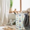 Baby Clothes Basket Gift Laundry Hamper with Handles, Toys Storage Box And Bins for Kids Boys Girls Room, Bedroom Decor, Nursery Gift Basket (grey&blue elephant) - Image 7