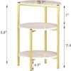 AWQM Marble Side End Table, 3-Tier Sofa Side Table,Small Round Coffee Table Bedside Table, Corner Table w/Metal Frame for Living Room Bedroom, White+Gold - Image 4