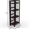 4-Tier Folding Bookshelf | Espresso Wood Finish | 45x16x11.5 Inches | Book Shelf for Books and Trinkets | No Assembly Required | Foldable & Small Bookshelf for Home and Office - Image 3
