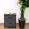 AZL1 Life Concept Storage Dresser End/Side Table Night Stand Furniture Unit - Small Standing Organizer for Bedroom, Office, and Closet - 2 Drawer Removable Fabric Bins - Dark Grey - Image 5