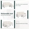 Babion 79" Convertible Sectional Sofa Couch, Linen Fabric L-Shaped Couch 3-Seat Sofa with Removable Ottoman for Living Room, Apartment and Compact Spaces, Beige - Image 8