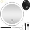 10X Magnifying Mirror with Light, 6inch Makeup Magnifying Mirror with Suction Cups, 10X Lighted Travel Magnification Mirror Large 10x Magnified Mirror with Lights, Compact 10X Travel Magnifying Mirror - Image 2