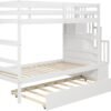 Twin Over Twin Bunk Bed with Trundle and Stairs Storage, Wooden BunkBed Convertible Into 2 Bedframe, for Kids Teens, White - Image 6