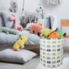 Baby Clothes Basket Gift Laundry Hamper with Handles, Toys Storage Box And Bins for Kids Boys Girls Room, Bedroom Decor, Nursery Gift Basket (grey&blue elephant) - Image 3