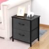 AZL1 Life Concept Storage Dresser End/Side Table Night Stand Furniture Unit - Small Standing Organizer for Bedroom, Office, and Closet - 2 Drawer Removable Fabric Bins - Dark Grey - Image 3