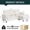 Babion 79" Convertible Sectional Sofa Couch, Linen Fabric L-Shaped Couch 3-Seat Sofa with Removable Ottoman for Living Room, Apartment and Compact Spaces, Beige - Image 4