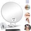 6" 20X Magnifying Mirror with 3 Suction Cups and 360° Adjustable Stand, Large Makeup Mirror with 20X Magnification for Handheld, Table, Wall-Mounted, Travel Compact Magnifier Mirror with Tweezers Set - Image 2