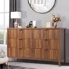 6 Drawer Dresser Cabinet, Long Nightstand with Drawers and Storage Cabinet, Farmhouse Solid Wood Dresser TV Stand, Mid Century Modern Nightstand with 6 Drawer Dresser for Bedroom Closet (Walnut) - Image 3