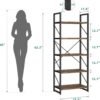 YITAHOME 5 Tiers Bookshelf, Artsy Modern Bookcase, Book Rack, Storage Rack Shelves Books Holder Organizer for Books/Movies in Living Room/Home/Office - Rustic Brown (FTOFBC-0016) - Image 3