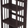 4-Tier Folding Bookshelf | Espresso Wood Finish | 45x16x11.5 Inches | Book Shelf for Books and Trinkets | No Assembly Required | Foldable & Small Bookshelf for Home and Office - Image 11