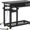 Tribesigns Small Portable Desk with Power Outlet, Height Adjustable Sofa Couch Bedside Laptop Table with Wheels, Mobile Standing Desk Rolling Computer Cart C Side Table with USB Ports - Image 9