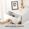 VOWNER White Nightstand with Drawer and Storage Shelf, Bedside Table End Tables, File Cabinet Storage with Sliding Drawers and Shelf for Bedroom - Image 5
