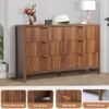 6 Drawer Dresser Cabinet, Long Nightstand with Drawers and Storage Cabinet, Farmhouse Solid Wood Dresser TV Stand, Mid Century Modern Nightstand with 6 Drawer Dresser for Bedroom Closet (Walnut) - Image 6