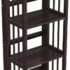 4-Tier Folding Bookshelf | Espresso Wood Finish | 45x16x11.5 Inches | Book Shelf for Books and Trinkets | No Assembly Required | Foldable & Small Bookshelf for Home and Office - Image 10