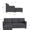 XDOUT 84" Convertible Sofa Sectional L-Shape Sleeper Couch with Storage Chaise and Pull-Out Bed for Living Room, Apartment, Small Spaces, Office, Dorm, 84inch, Dark Gray-1 - Image 4