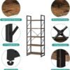 YITAHOME 5 Tiers Bookshelf, Artsy Modern Bookcase, Book Rack, Storage Rack Shelves Books Holder Organizer for Books/Movies in Living Room/Home/Office - Rustic Brown (FTOFBC-0016) - Image 9
