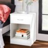 VOWNER White Nightstand with Drawer and Storage Shelf, Bedside Table End Tables, File Cabinet Storage with Sliding Drawers and Shelf for Bedroom - Image 3