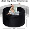 3FT Bean Bag Chairs for Adults with Filling,Big BeanBag Chair with Pocket&Handle,Memory Foam Bean Bags with Velvet Cover for Living Room Bedroom (Black) - Image 4