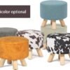 Asense Small Round Ottoman Foot Rest Stool Linen Padded Seat Footstool Ottoman with Non-Skid Wooden Legs (Gray,Linen) - Image 8