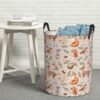 38L Round Laundry Hamper Forest Little Animals Storage Basket Waterproof Coating Deer Squirrel Fox Hedgehog Bird Organizer Bin For Nursery Clothes Toys - Image 8