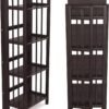 4-Tier Folding Bookshelf | Espresso Wood Finish | 45x16x11.5 Inches | Book Shelf for Books and Trinkets | No Assembly Required | Foldable & Small Bookshelf for Home and Office - Image 2
