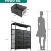 YITAHOME 8-Drawer Fabric Dresser with Shelves, Furniture Storage Tower Cabinet, Organizer for Bedroom, Living Room, Hallway, Closet, Sturdy Steel Frame, Wooden Top, Easy Pull Fabric Bins(Black Grey) - Image 4