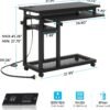 Tribesigns Small Portable Desk with Power Outlet, Height Adjustable Sofa Couch Bedside Laptop Table with Wheels, Mobile Standing Desk Rolling Computer Cart C Side Table with USB Ports - Image 3