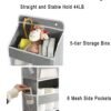 1 Pack Over The Door Organizer with 5 Bins & 6 Side Pockets, Hanging Storage for Baby Room Essentials, Small Bedroom, Bathroom, Non-Tilt Closet Organizer for Extra Storage, 44lbs Capacity, Grey - Image 7