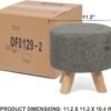 Asense Small Round Ottoman Foot Rest Stool Linen Padded Seat Footstool Ottoman with Non-Skid Wooden Legs (Gray,Linen) - Image 4