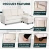 Babion 79" Convertible Sectional Sofa Couch, Linen Fabric L-Shaped Couch 3-Seat Sofa with Removable Ottoman for Living Room, Apartment and Compact Spaces, Beige - Image 7