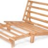 Tri-Fold Futon with Mattress Included (Microfiber Fudge, Natural Finish Solid Wood) - Full Size 13 Position Sofa Bed, Lounger, and Couch - Image 2