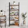 YITAHOME 5 Tiers Bookshelf, Artsy Modern Bookcase, Book Rack, Storage Rack Shelves Books Holder Organizer for Books/Movies in Living Room/Home/Office - Rustic Brown (FTOFBC-0016) - Image 7