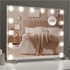 23.62 x 20.7 Inch Lighted Makeup Mirror with 14 LED Bulbs, Touch Sensor, Table and Wall Mounted, Hollywood Mirror with 3 Light Colors - Image 2