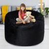 3FT Bean Bag Chairs for Adults with Filling,Big BeanBag Chair with Pocket&Handle,Memory Foam Bean Bags with Velvet Cover for Living Room Bedroom (Black) - Image 3
