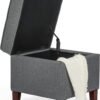 Adeco Chest and Footrest-Square Seat Storage Bench Ottoman, Gray - Image 4