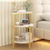 AWQM Marble Side End Table, 3-Tier Sofa Side Table,Small Round Coffee Table Bedside Table, Corner Table w/Metal Frame for Living Room Bedroom, White+Gold - Image 6