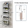 1 Pack Over The Door Organizer with 5 Bins & 6 Side Pockets, Hanging Storage for Baby Room Essentials, Small Bedroom, Bathroom, Non-Tilt Closet Organizer for Extra Storage, 44lbs Capacity, Grey - Image 4