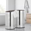 Torre & Tagus Metro Chrome Metal Nested Breathable Laundry Hamper Baskets with Wooden Lids, Set of 2 - Image 4