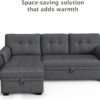 XDOUT 84" Convertible Sofa Sectional L-Shape Sleeper Couch with Storage Chaise and Pull-Out Bed for Living Room, Apartment, Small Spaces, Office, Dorm, 84inch, Dark Gray-1 - Image 5