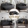 82" L-Shape Convertible Sleeper Sectional Sofa with Storage Chaise and Pull-Out Bed,Upholstered Reversible Corner 3 Seater Couch with Button Tufted Backrest & Armrest,for Living Room,Dark Gray - Image 6