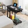 Tribesigns Small Portable Desk with Power Outlet, Height Adjustable Sofa Couch Bedside Laptop Table with Wheels, Mobile Standing Desk Rolling Computer Cart C Side Table with USB Ports - Image 5