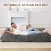 Bean Bag Chair for Adult, Convertible Bean Bag Chair with Washable Corduroy Cover, Memory Foam Bean Bag Chair for Dorm Room, Living Room - Full Grey - Image 8