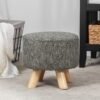 Asense Small Round Ottoman Foot Rest Stool Linen Padded Seat Footstool Ottoman with Non-Skid Wooden Legs (Gray,Linen) - Image 5