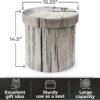 Sorbus Tree Stump Stool, Storage Ottoman 15 Inch Fake Tree Stumps Log Stool Storage, Artificial Tree Trunk, Perfect Footstool Kids Toy Chest, Rustic Log Cabin Decor Bench, Pedestal - Light Gray - Image 4