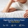 3 Inch Gel Memory Foam Mattress Topper Queen Size High Density Bamboo Rayon,Cooling Breathable Bed Topper for Pressure Relief,Removable & Washable Cover Non-Slip CertiPUR-US - Image 3