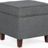 Adeco Chest and Footrest-Square Seat Storage Bench Ottoman, Gray - Image 2