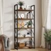 YITAHOME 5 Tiers Bookshelf, Artsy Modern Bookcase, Book Rack, Storage Rack Shelves Books Holder Organizer for Books/Movies in Living Room/Home/Office - Rustic Brown (FTOFBC-0016) - Image 2