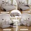 82" Upholstered L-Shape Convertible Sofa with Storage Chaise & Pull-Out Bed,Linen 3 Seater Sectional Couch W/Tufted Backrest,Reversible Sleeper for Living Room Apartment Office,Beige, Beige1 - Image 5